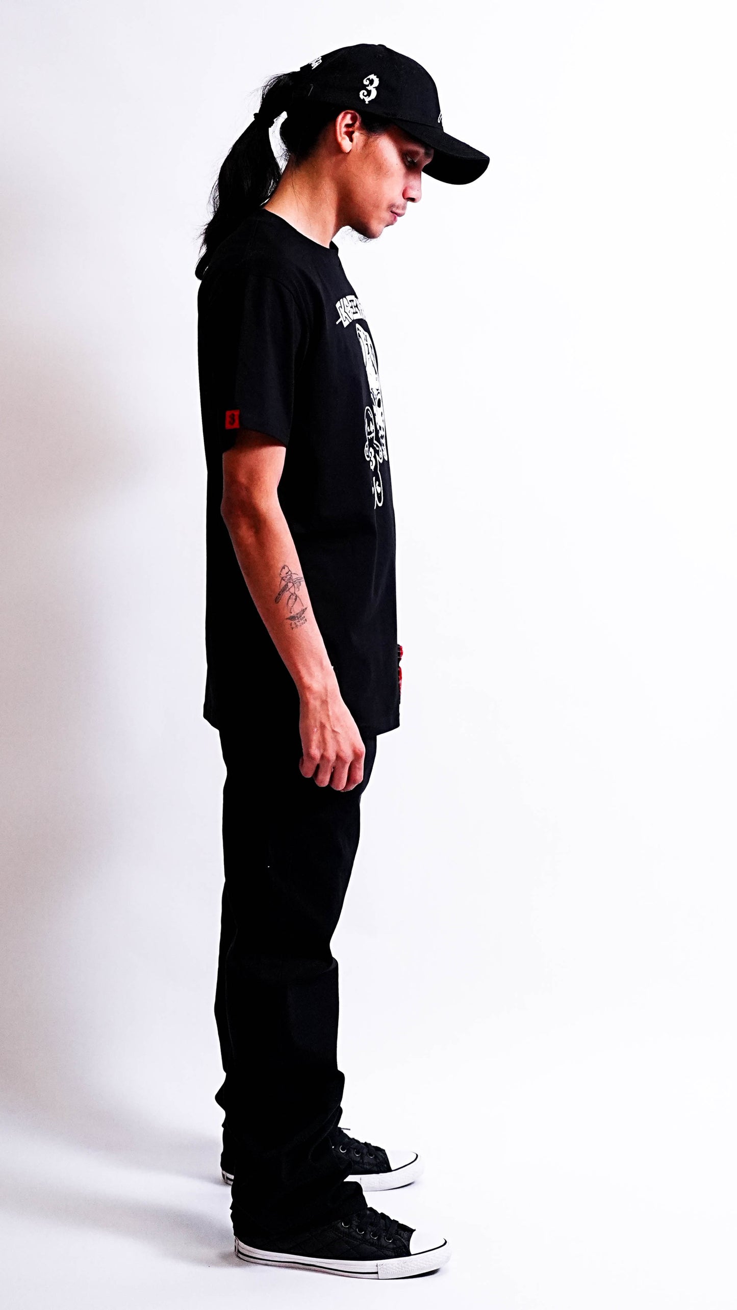 3CURIO Black Streetwear Graphic T-Shirt