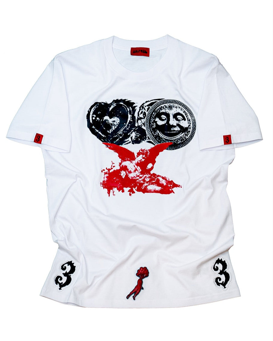 DRIFT3R 3GOODHEART white cotton graphic T-shirt
