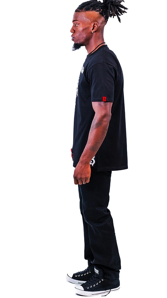 3NOVELTY Black Streetwear Graphic T-Shirt
