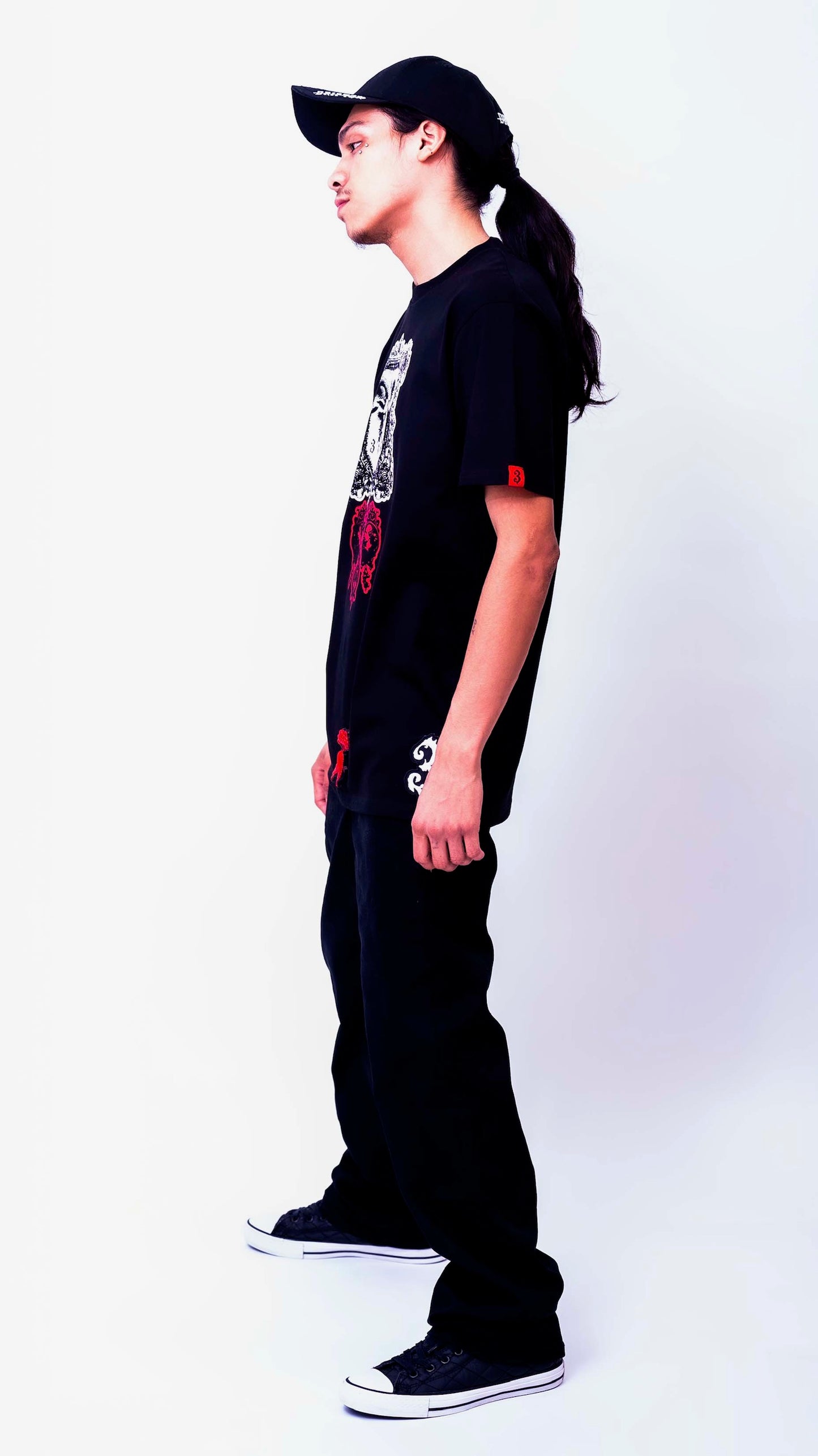 3KHRYSOMALLOS Black Streetwear Graphic T-Shirt