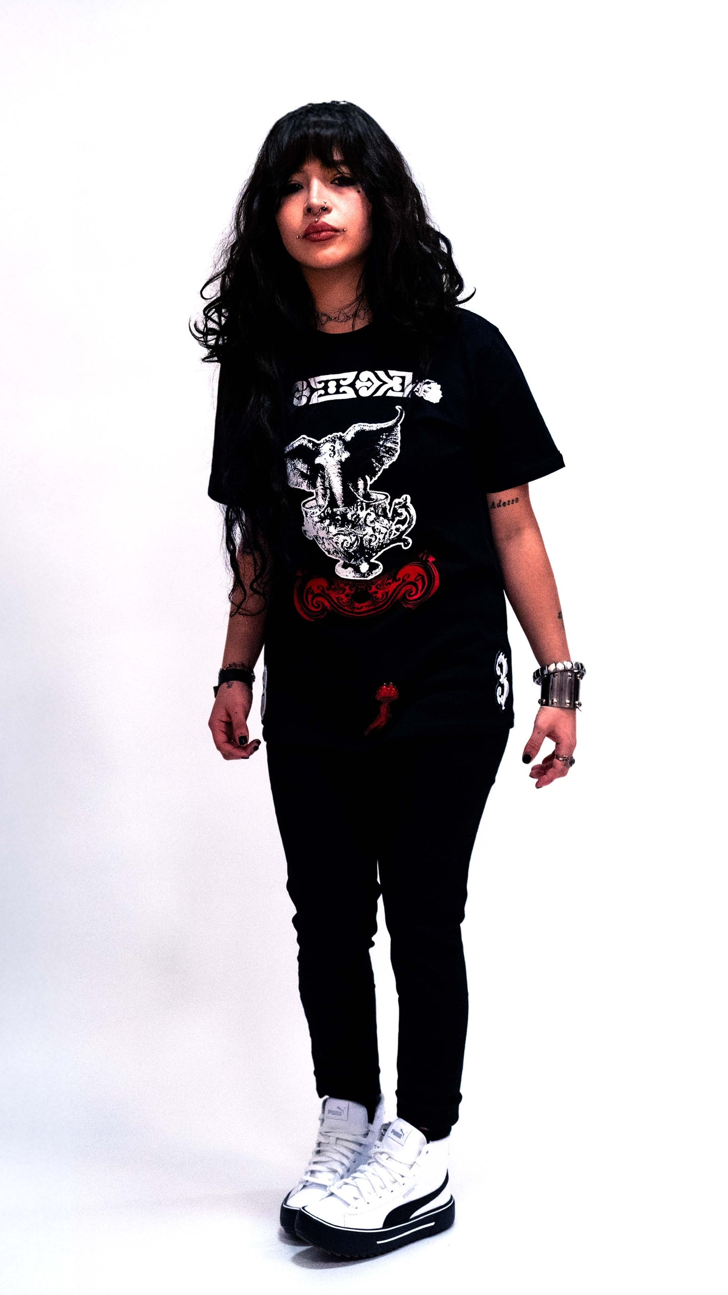 3TEACUP Black Streetwear Graphic T-Shirt