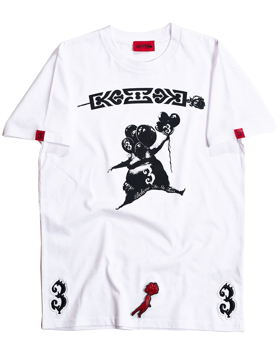 DRIFT3R 3JUMPGIRL white cotton graphic T-shirt