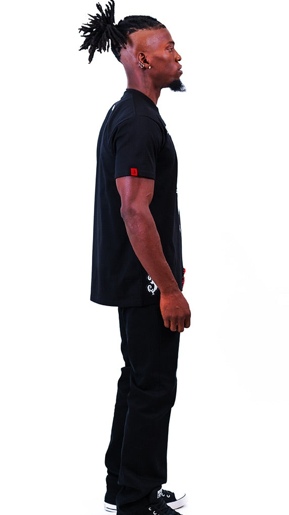 3NOVELTY Black Streetwear Graphic T-Shirt
