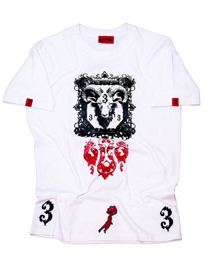 DRIFT3R 3KHRYSOMALLOS white graphic streetwear tee