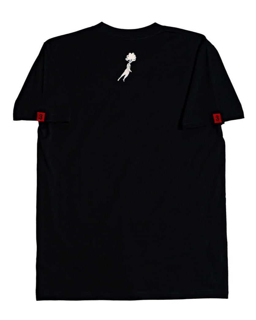 Streetwear tee with embroidered patches and print