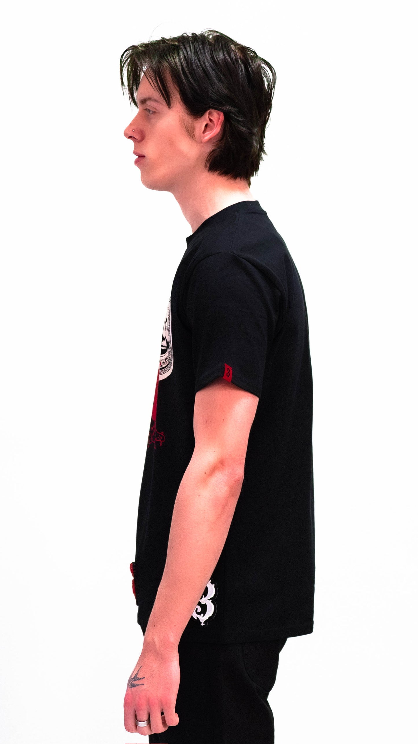 3GOODHEART Black Streetwear Graphic T-Shirt