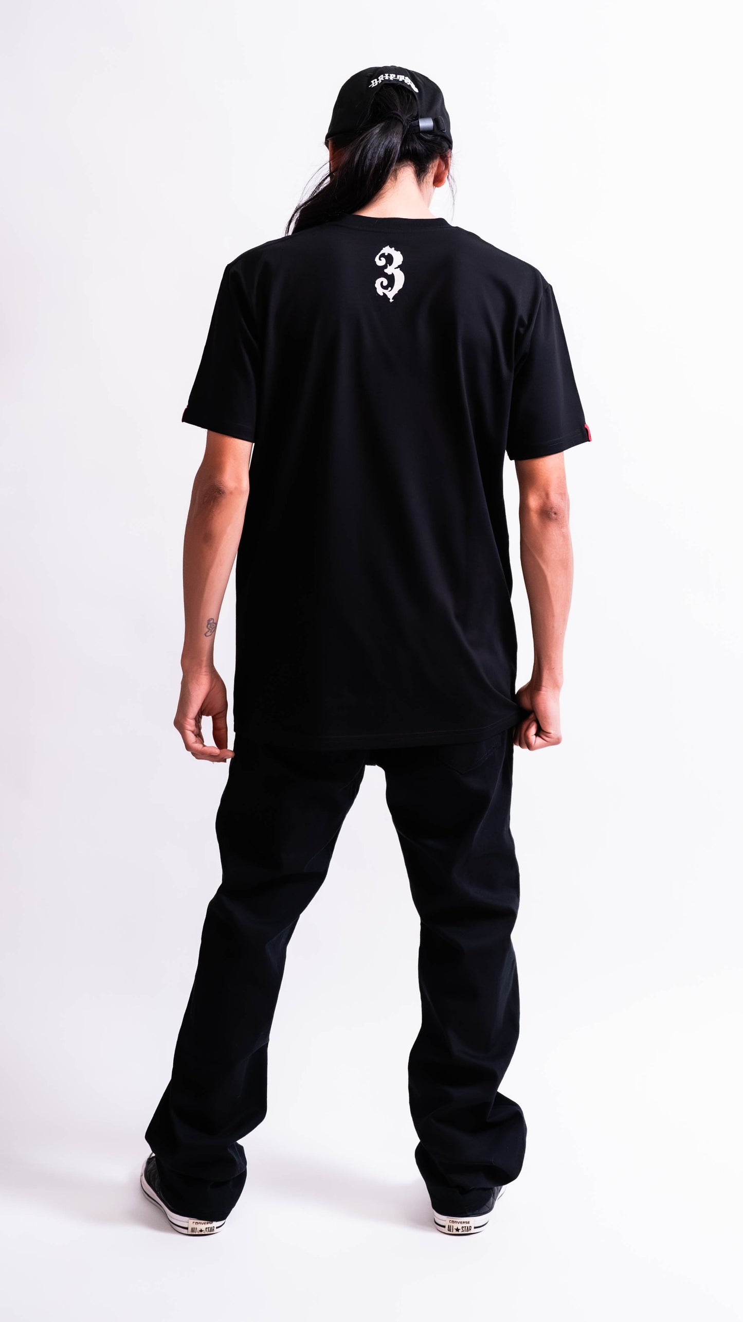 3MEDUSTONE Black Streetwear Graphic T-Shirt
