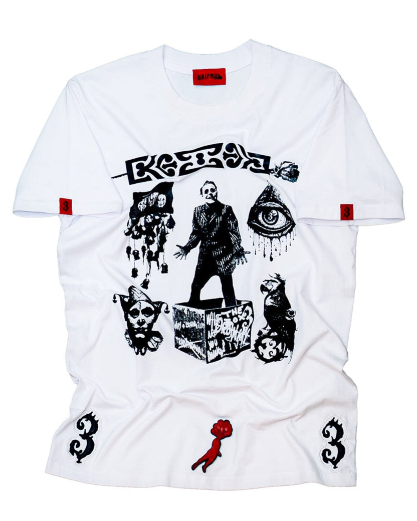DRIFT3R 3TRIFLE white heavyweight cotton T-shirt