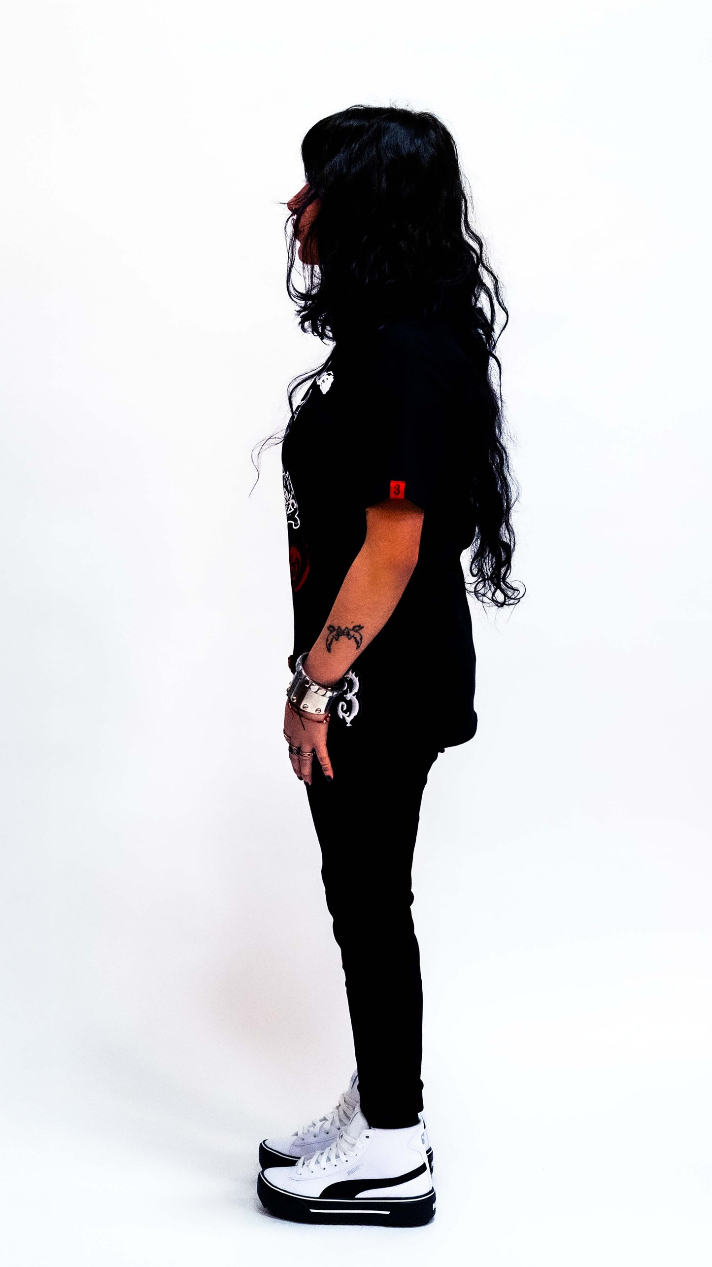 3TEACUP Black Streetwear Graphic T-Shirt
