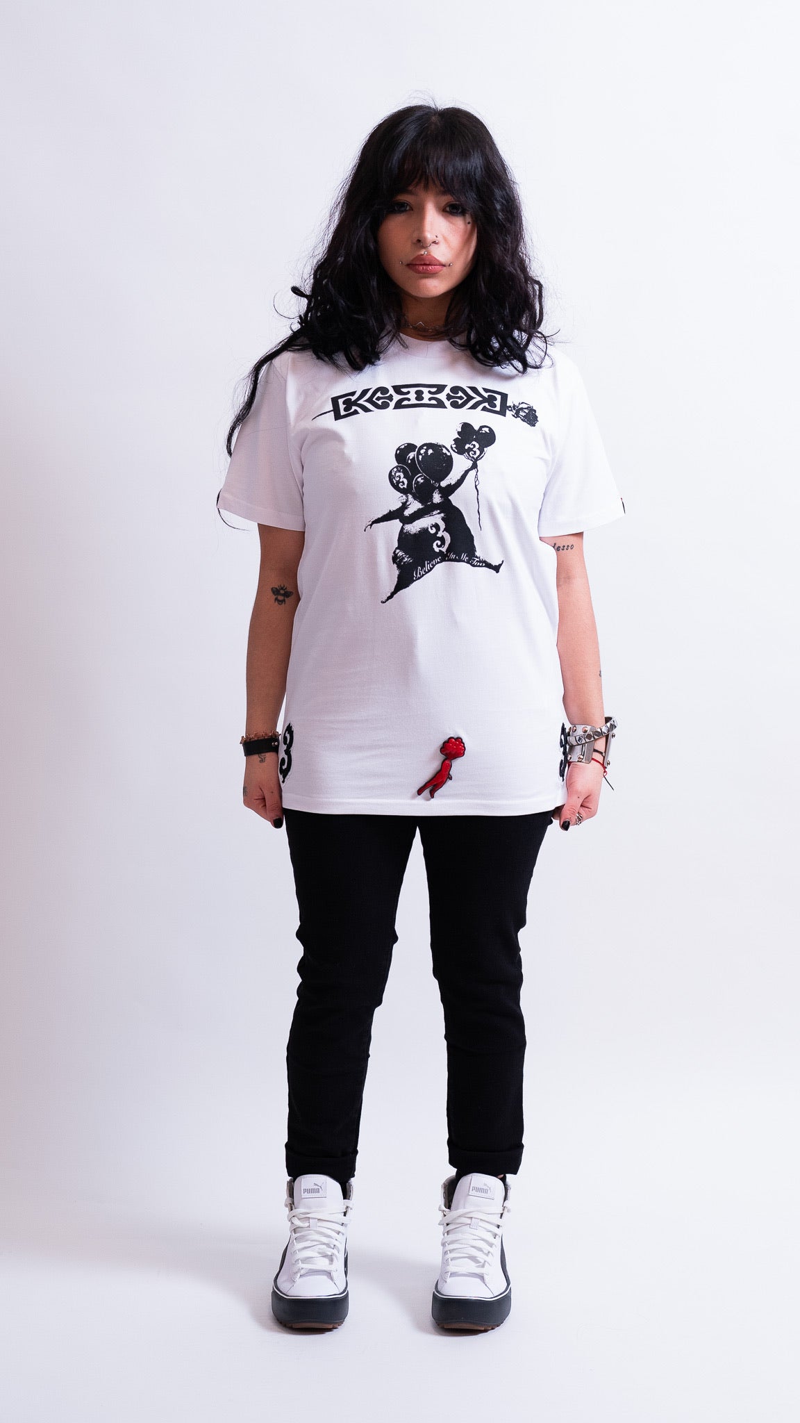 Relaxed fit DRIFT3R white shirt with screen print