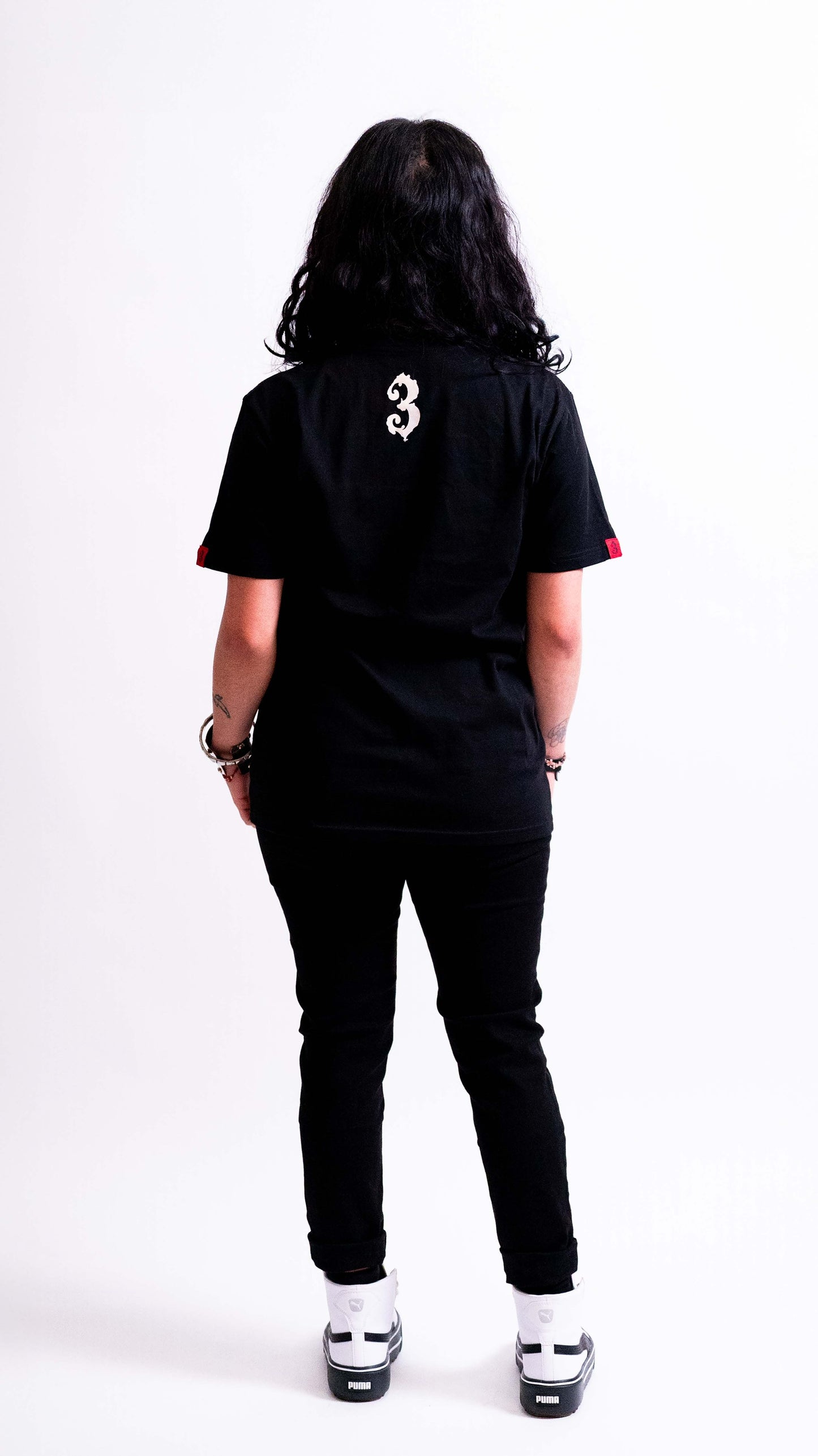 3TEACUP Black Streetwear Graphic T-Shirt
