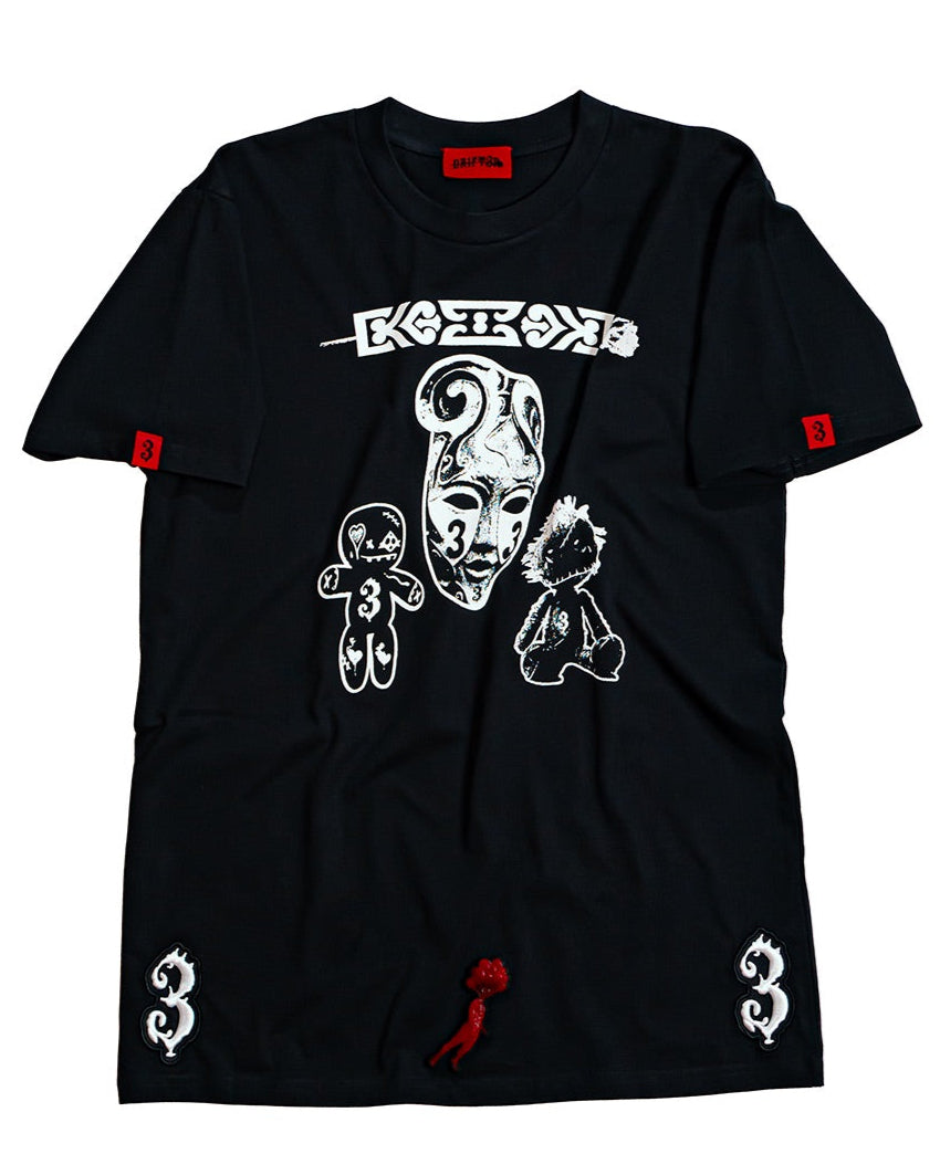 DRIFT3R 3CURIO black graphic fashion T-shirt