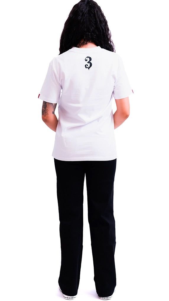 3Maverick White Graphic Streetwear T-Shirt