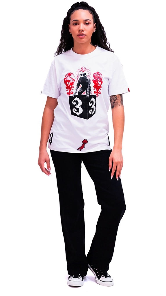 3Maverick White Graphic Streetwear T-Shirt