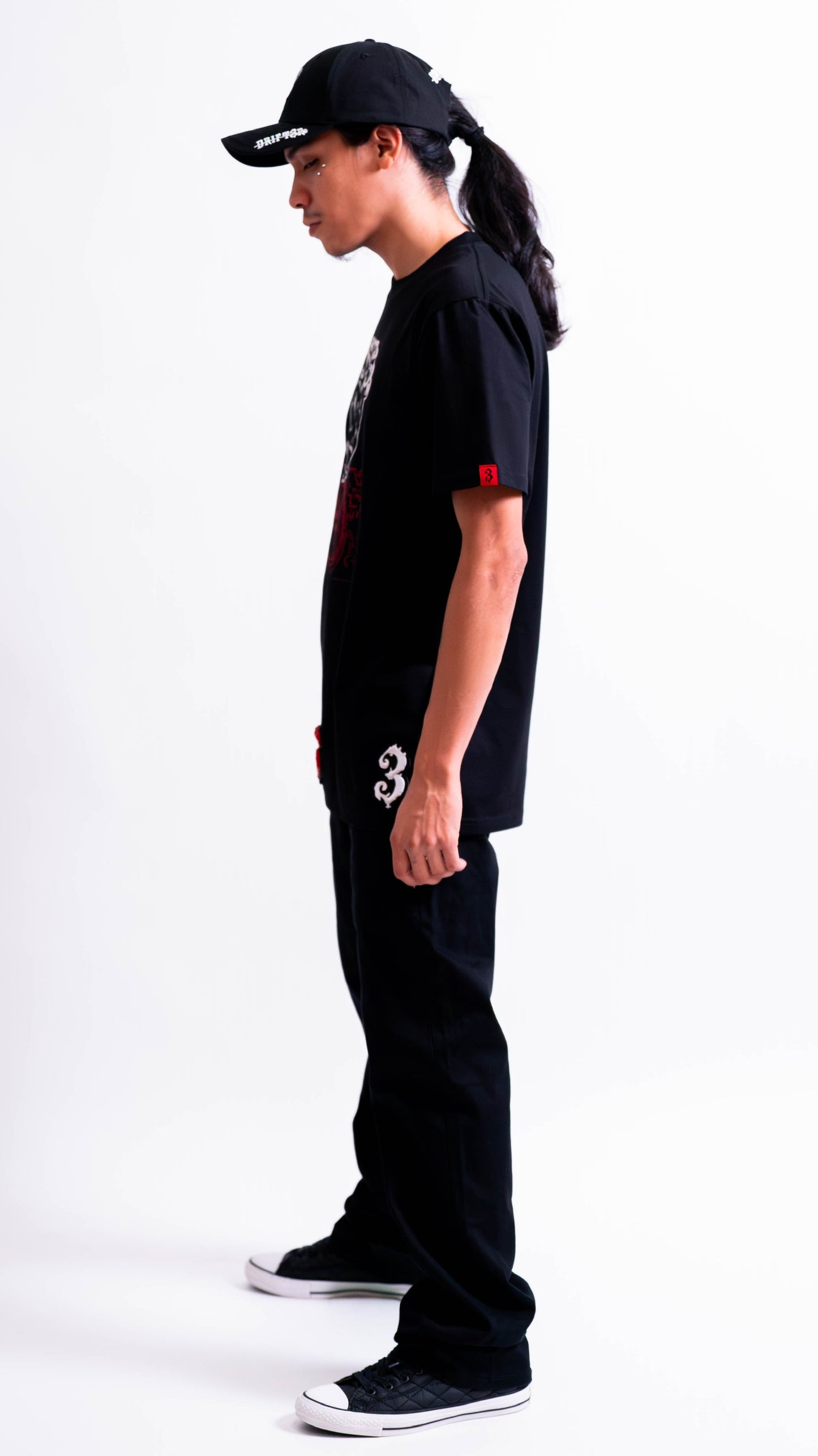 3MEDUSTONE Black Streetwear Graphic T-Shirt