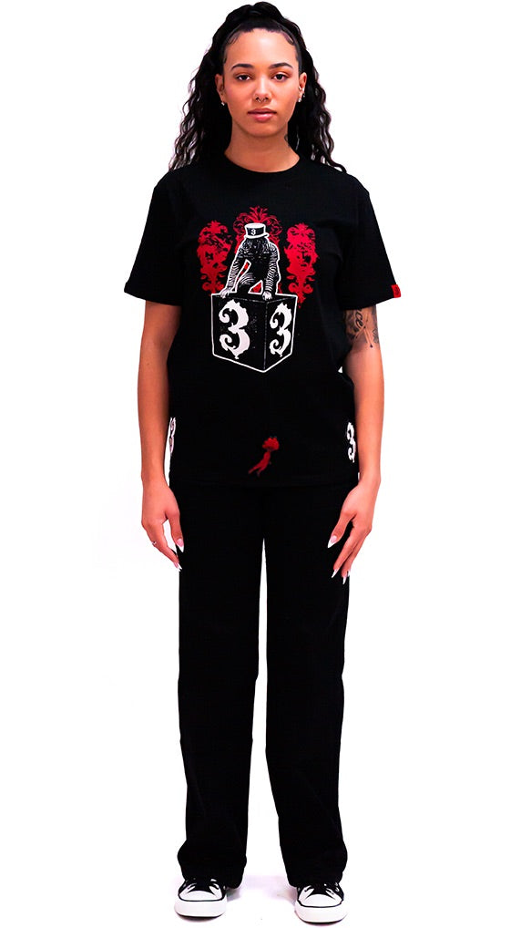 3MAVERICK Black Streetwear Graphic T-Shirt
